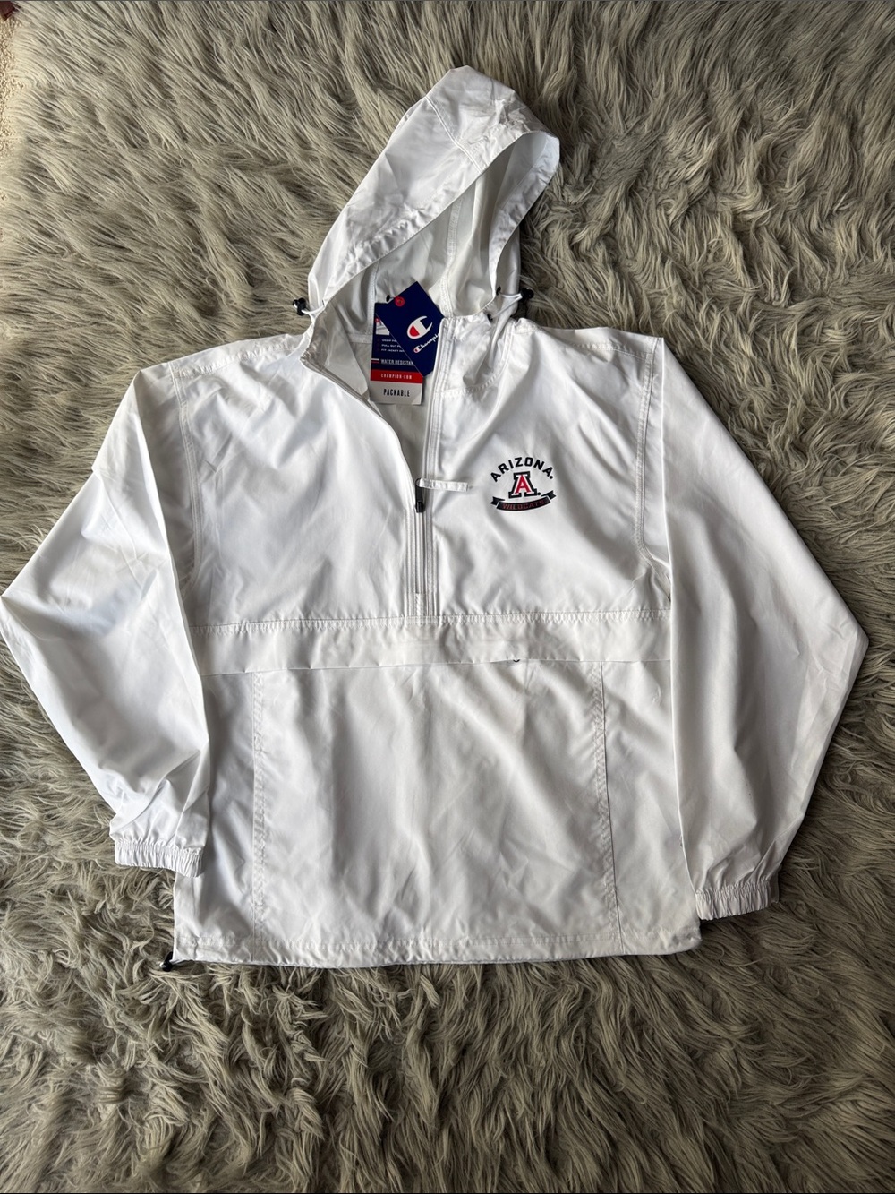 Champion University of Arizona White Windbreaker Pullover Jacket